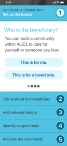 Screenshot of first step in onboarding wizard of ALICE.
